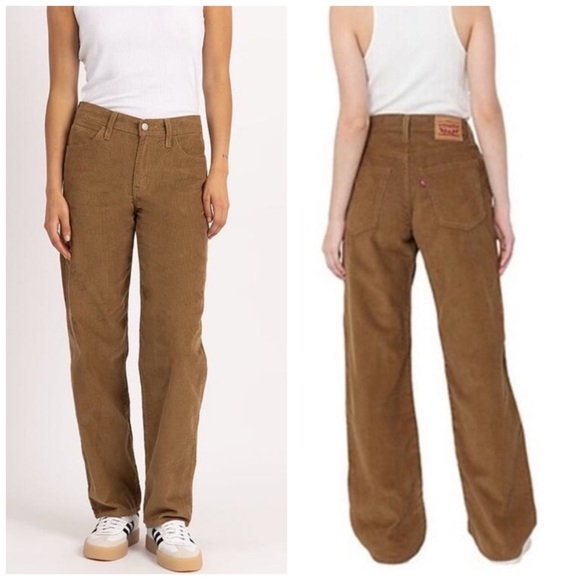 Levi's 94 Baggy Dijon Corduroy Loose Fit Straight Leg Pants in Warm Camel Brown - Picture 1 of 7
